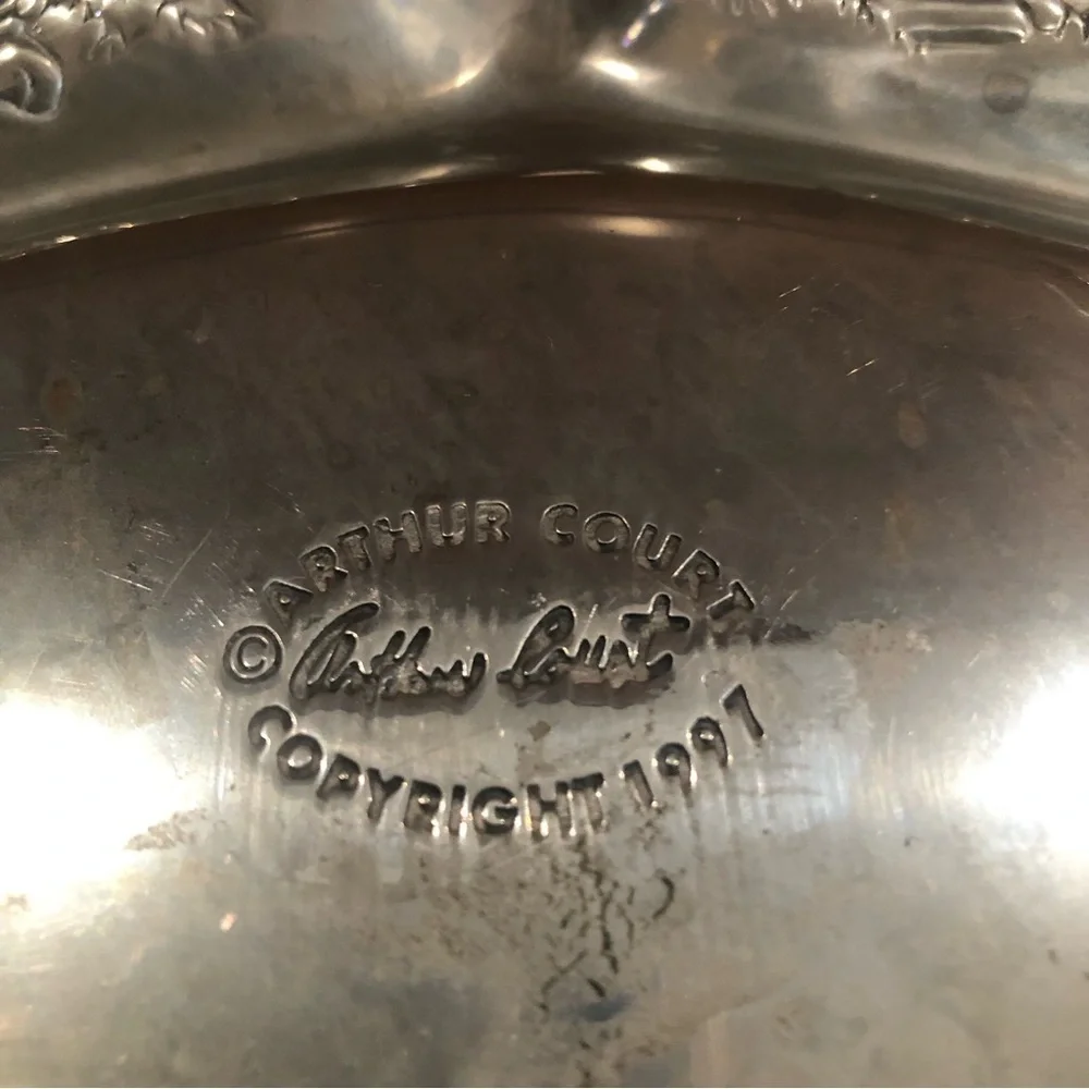 Vintage Arthur Court Aluminum Bunnies Divided Baby Plate 3 Sections